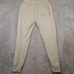 Alphalete Men's Tan Beige Joggers Sz Med Nylon Gym Lifting Workout
